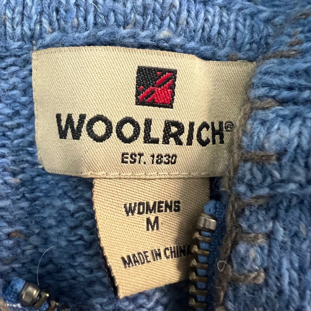 Woolrich Zip Up Hooded Sweater Womens Medium Blue Heather Ramie Wool Blend 9626 - Picture 2 of 9